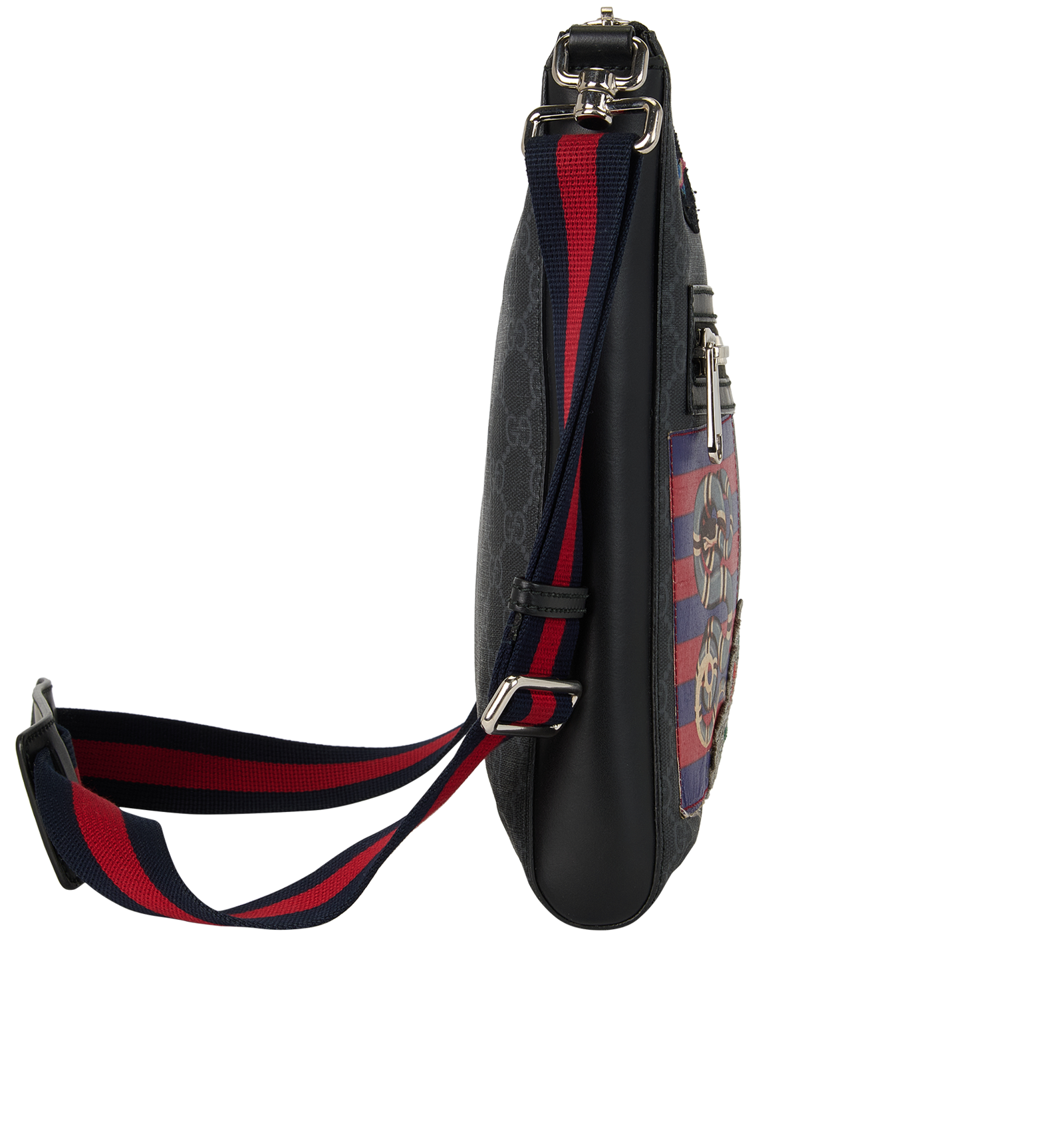 Badges Crossbody, &pound;395, Handbags, Black, Coated Canvas, Side view